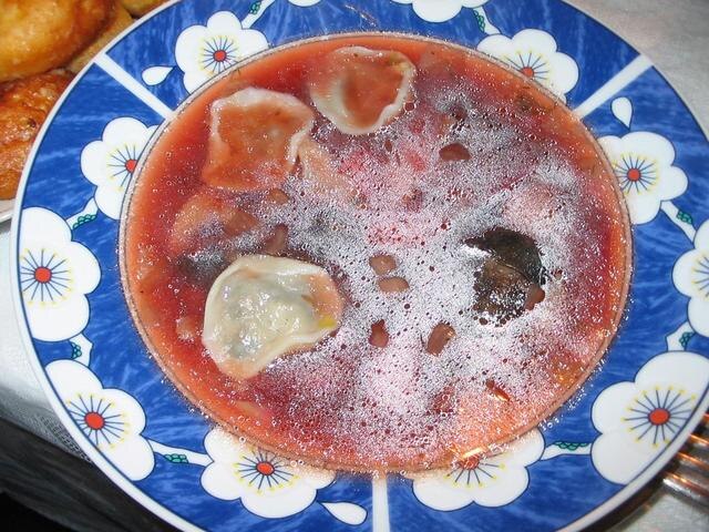 borscht with uszka - Traditional Ukraine dish