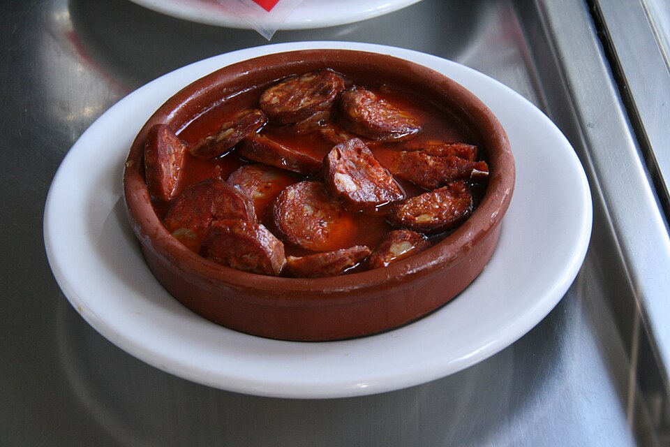 Chorizo a la sidra - Traditional Spain dish