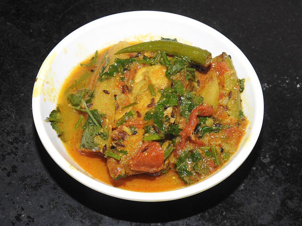 Katla machher jhol alu potol diye - Traditional India dish